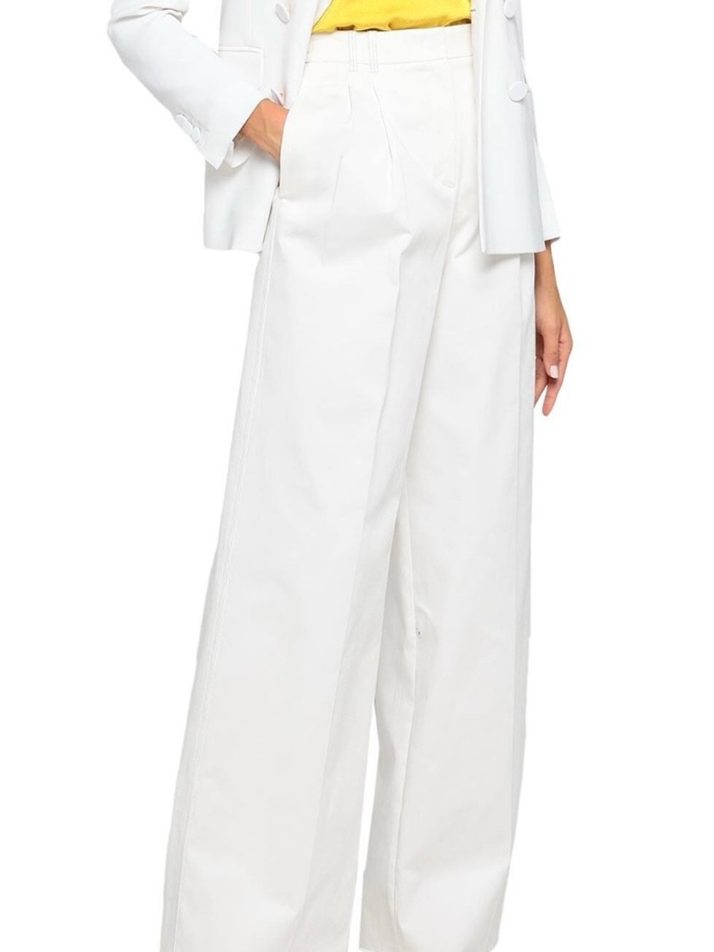 AGNONA High-Waist Wide Leg Cotton White Pants